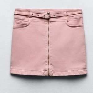 Zara Pink Denim Skirt W/Belt